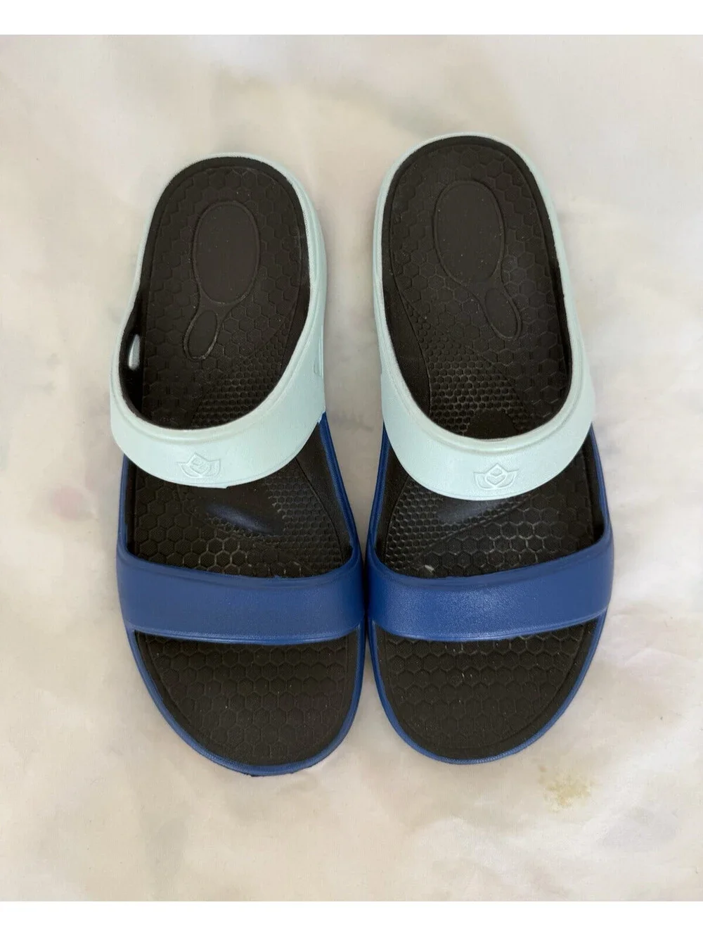 Spenco Fusion Slim Women's Sandals Size 9 Aqua/Royal Orthotic Comfort Slide